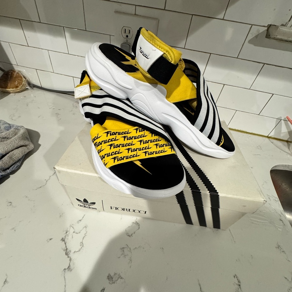 Fiorucci Black and Yellow Striped Sandals - Picture 3 of 10